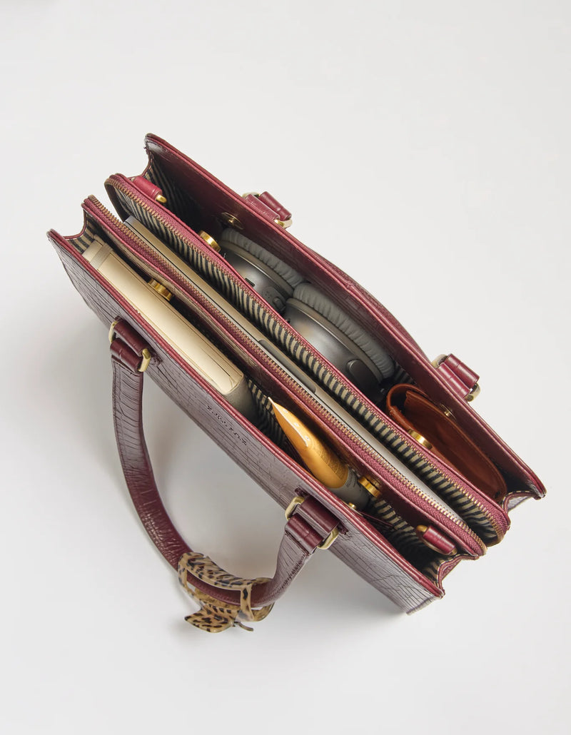 O My Bag - Blair Croco Print Leather Cherry