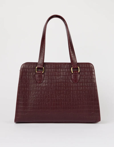 O My Bag - Blair Croco Print Leather Cherry