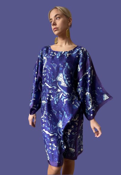 Erfurt Luxury - Printed Silk Dress Blue