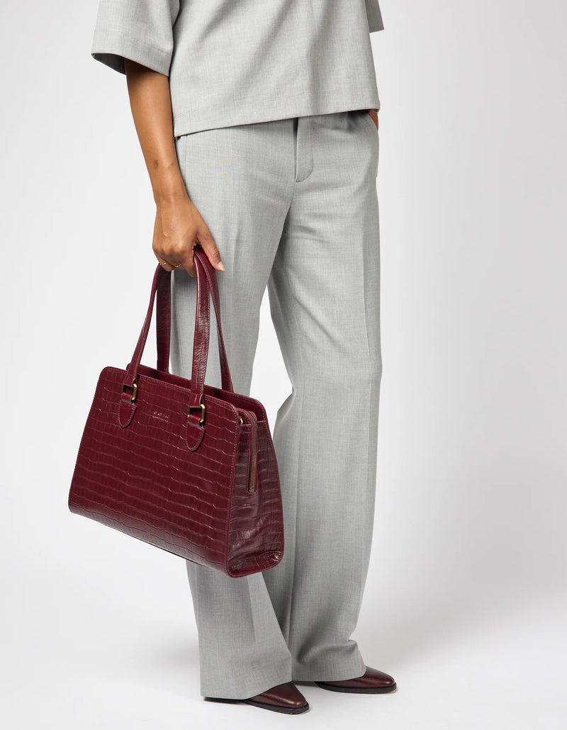 O My Bag - Blair Croco Print Leather Cherry