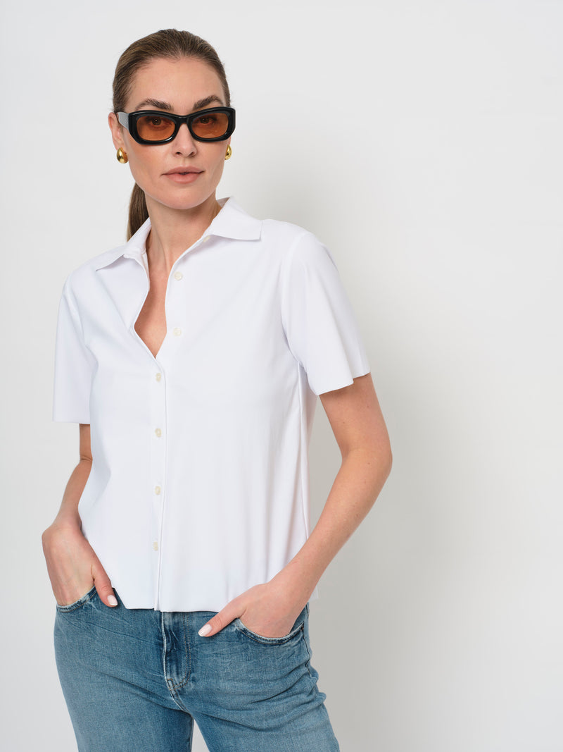 LaSalle- Boxy Crop Shirt White