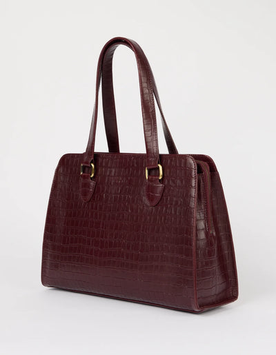 O My Bag - Blair Croco Print Leather Cherry