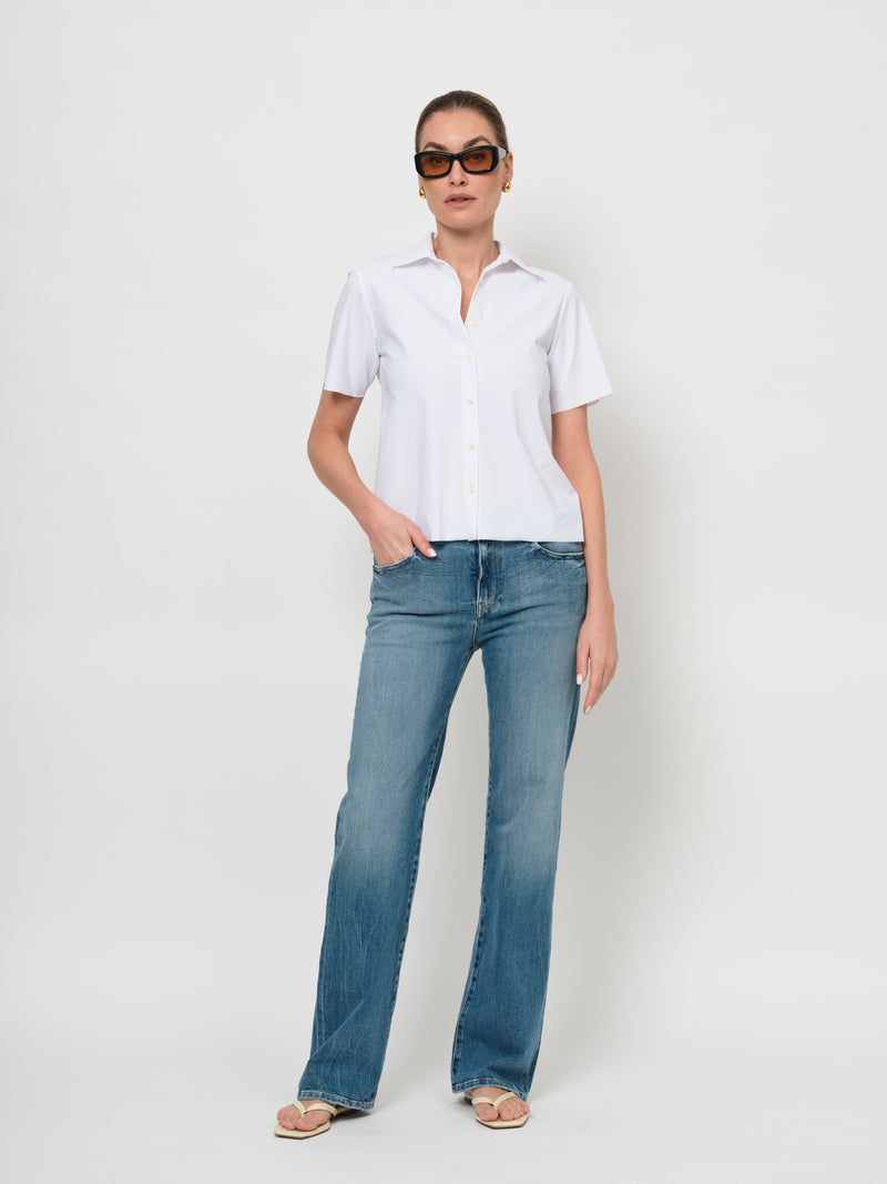 LaSalle- Boxy Crop Shirt White