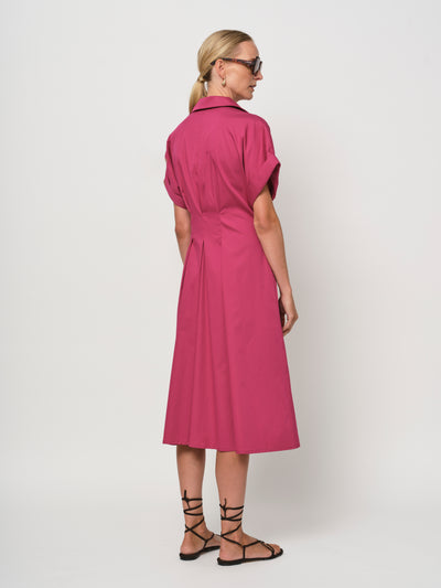 LaSalle - Waist Pleat Dress Magenta