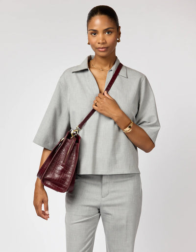 O My Bag - Blair Croco Print Leather Cherry