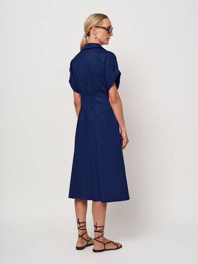 LaSalle - Waist Pleat Dress Navy