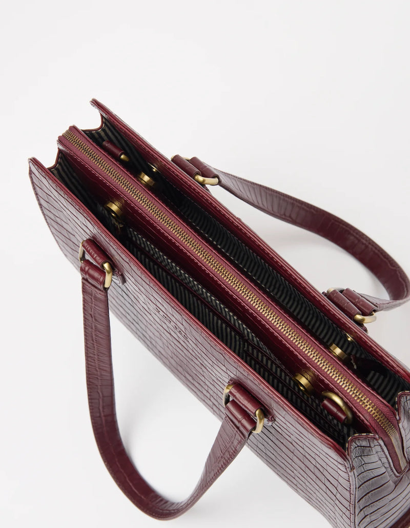 O My Bag - Blair Croco Print Leather Cherry
