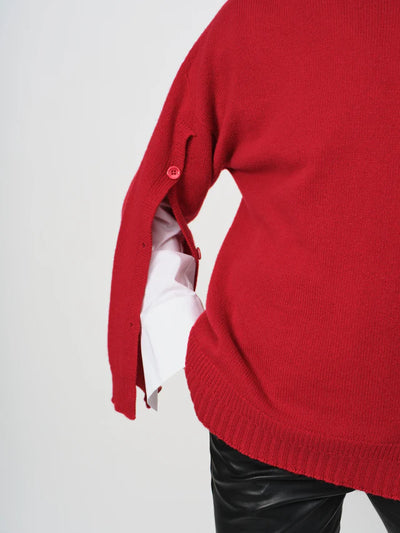 LaSalle - Button Wool Sweater Red