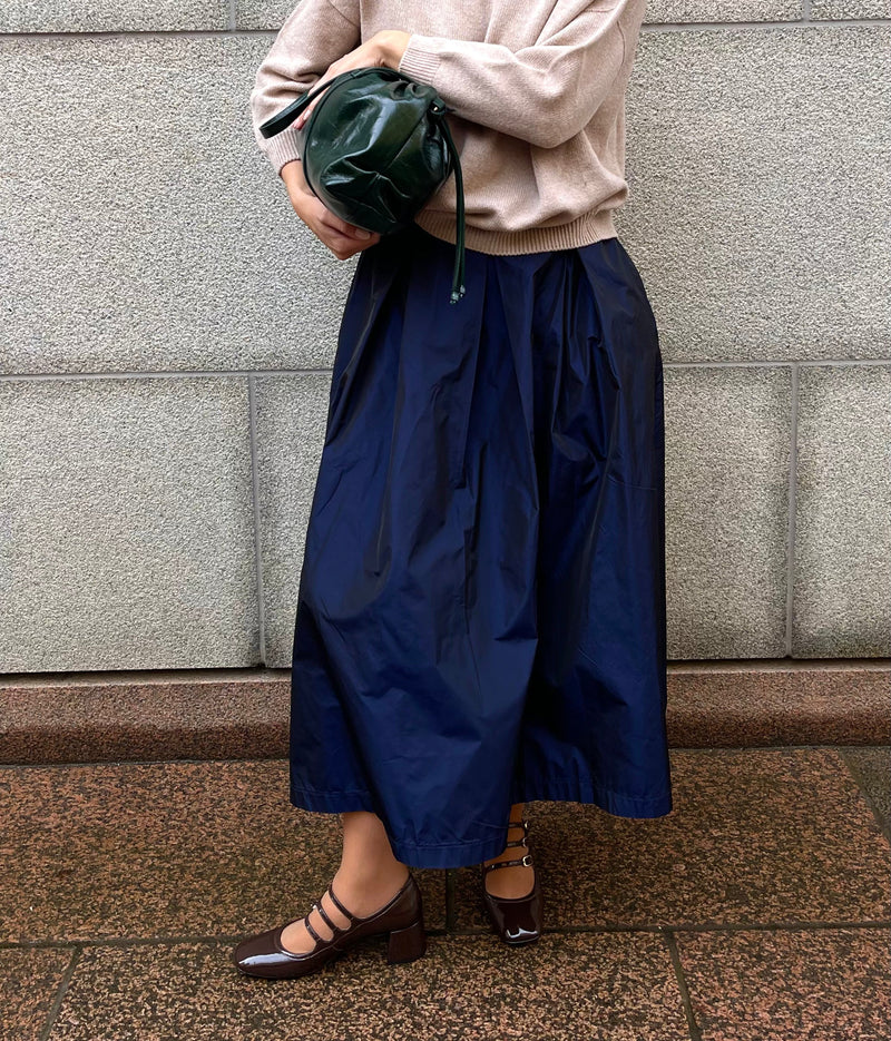LaSalle - Box Pleat Skirt Dark Blue