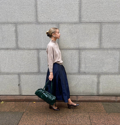 LaSalle - Box Pleat Skirt Dark Blue