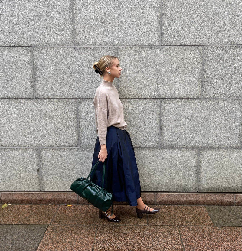 LaSalle - Box Pleat Skirt Dark Blue