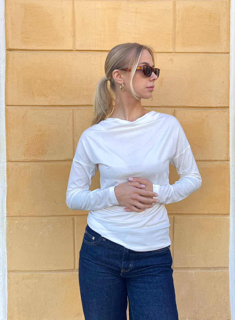 LaSalle - Falling Neck Shirt White
