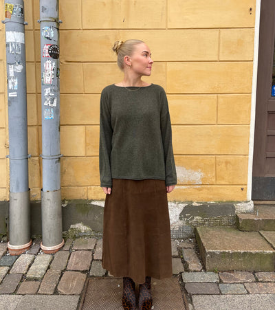 BTF•CPH - Oversized Pure Cashmere Blouse Army Green