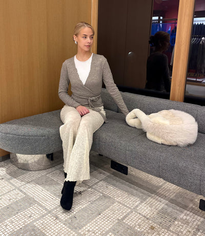 By Basics - Wrap Over Merino Knit Elephant Melange