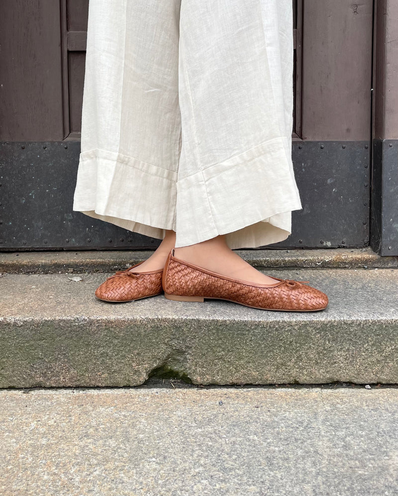 Unisa - Amy Braided Leather Ballerina Brown