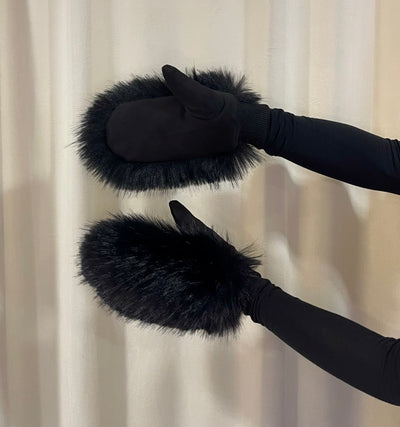 Alex•Max - Fur Gloves Black