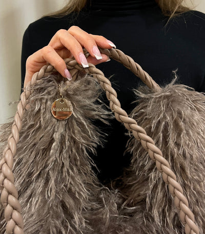 Alex•Max - Amina Fluffy Shoulder Bag Taupe