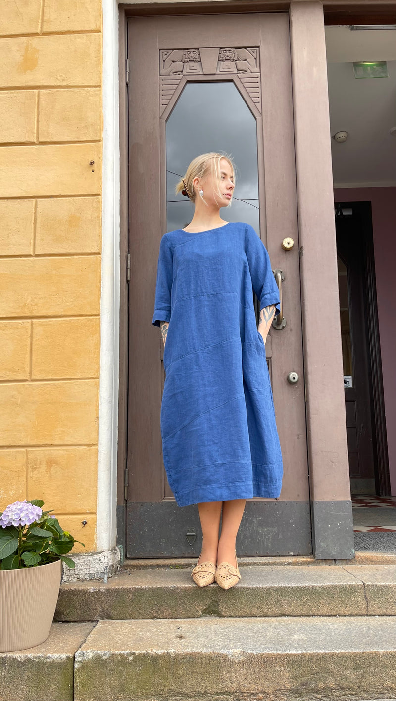 By Basics - Linen Dress Long Blue
