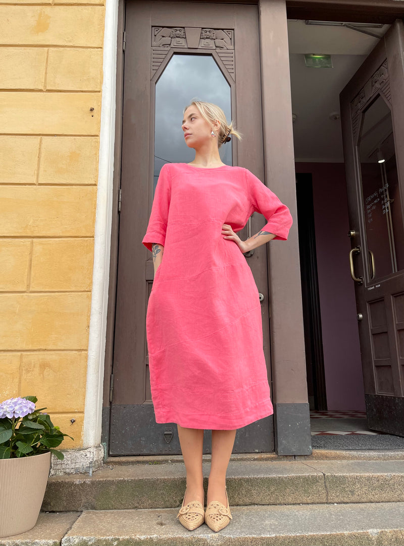 By Basics - Linen Dress Long Pink