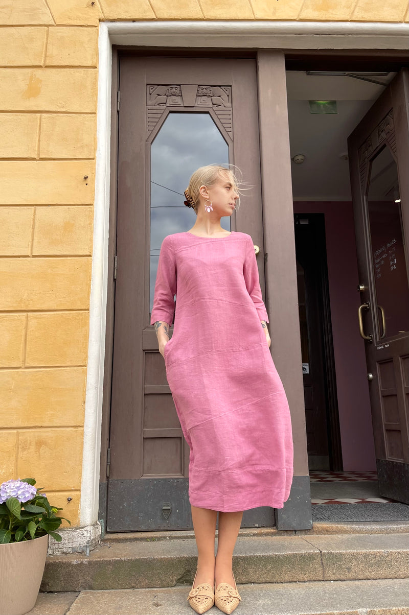 By Basics - Linen Dress Long Dusty Camelia