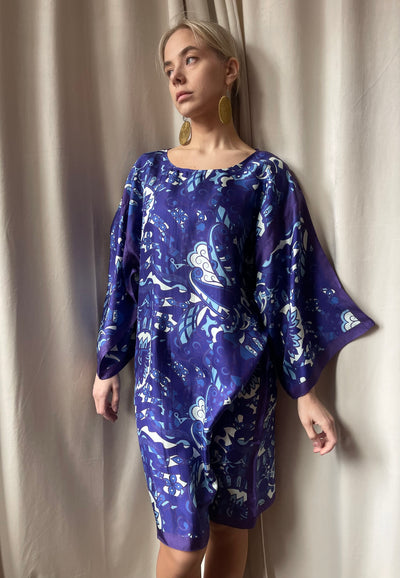 Erfurt Luxury - Printed Silk Dress Blue