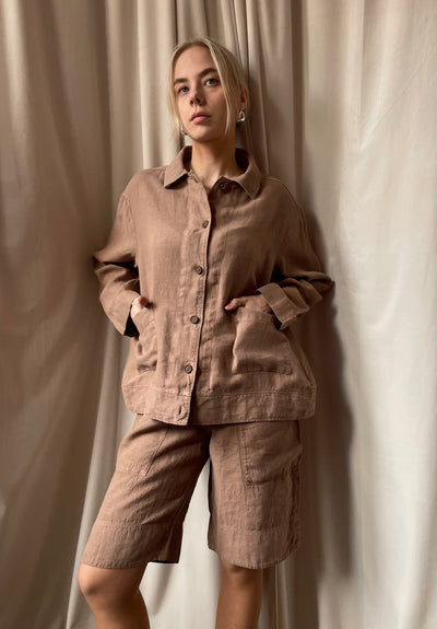By Basics - Linen Shorts Brown