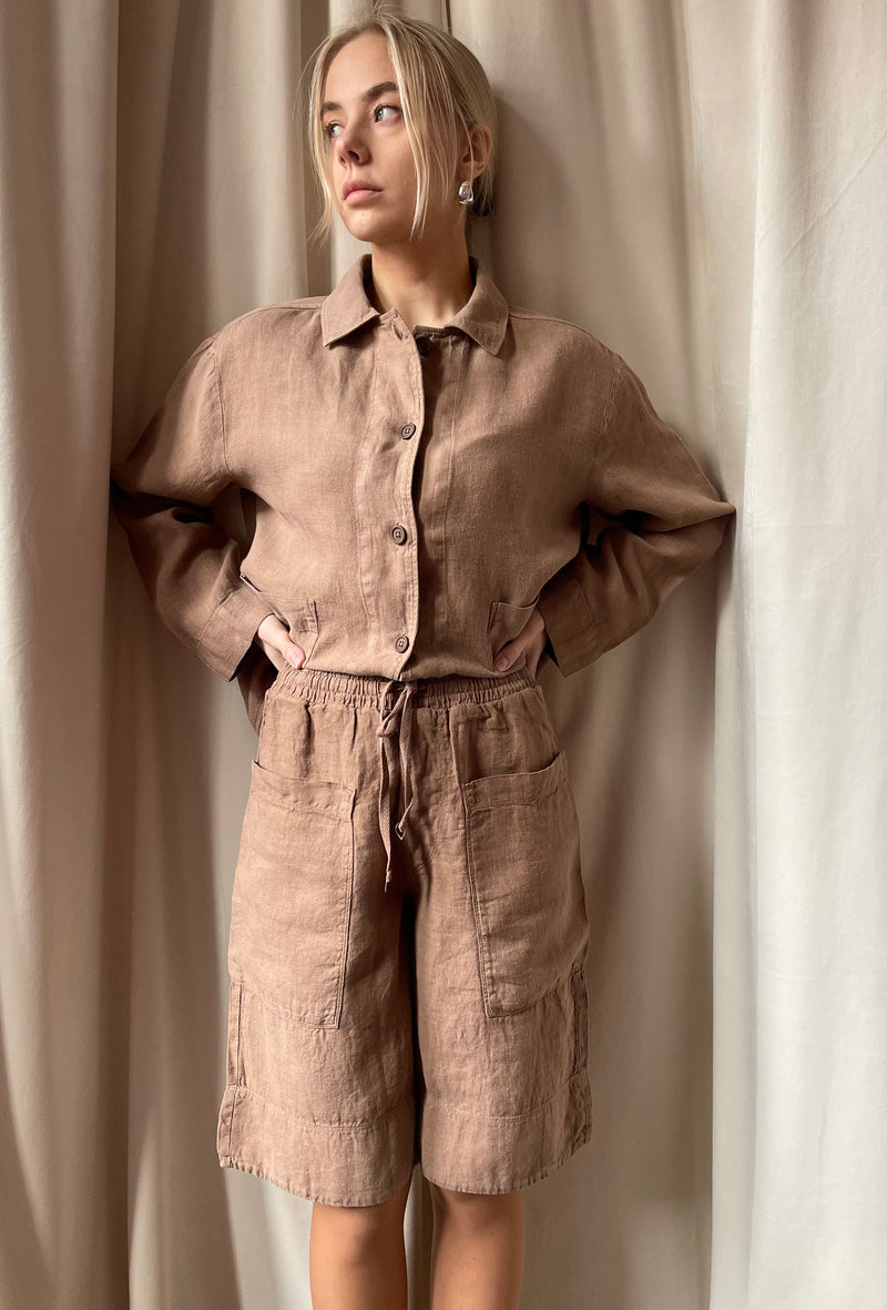 By Basics - Linen Shorts Brown