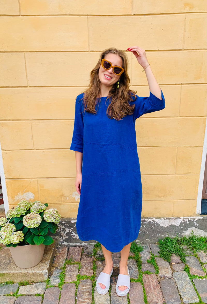 By Basics - Linen Dress Blue