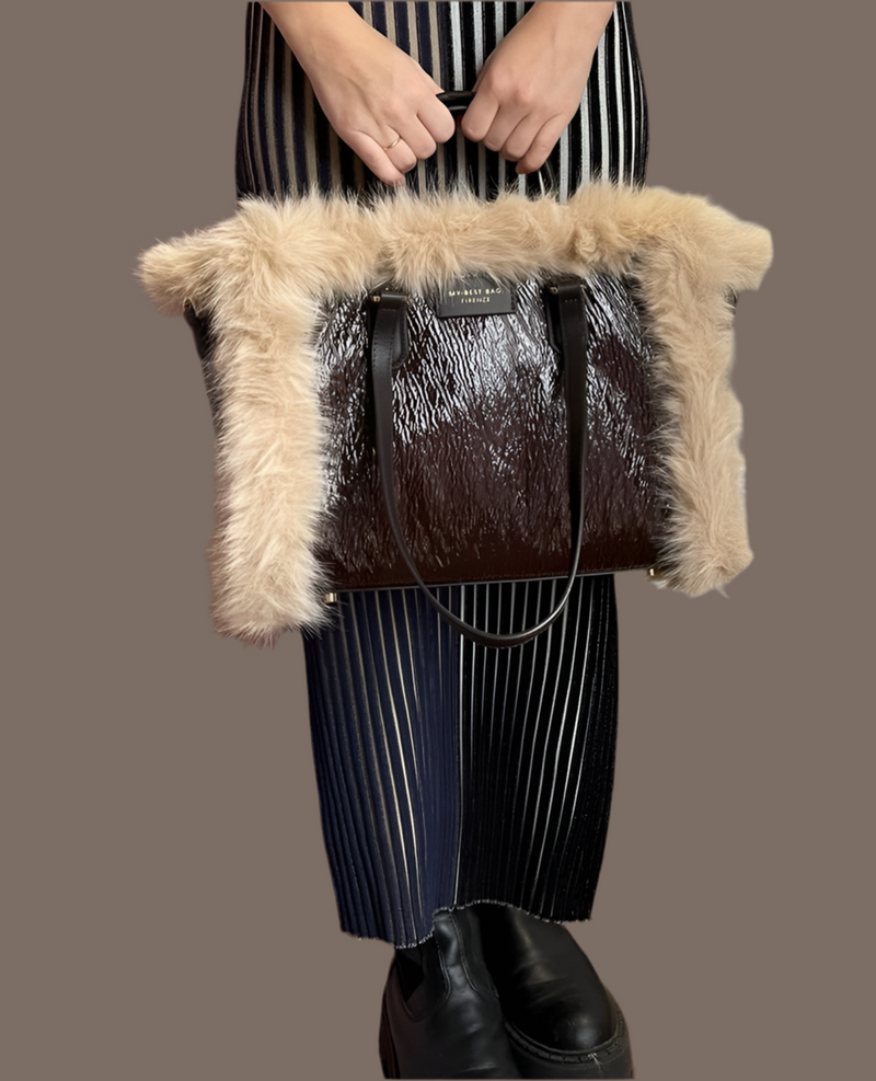 My Best Bag Firenze - Atena Reversible Bag Fur Chocolate Small