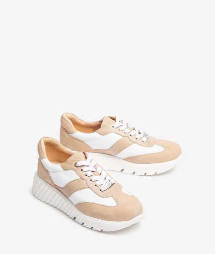 Unisa - Sneaker Beige/White Suede