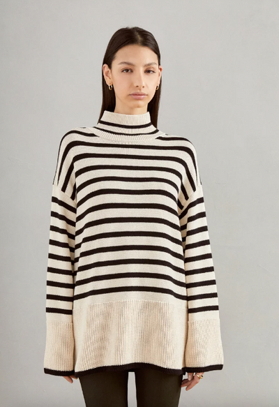 Marc O' Polo- Oversized Striped Knit Sweater Multi / Chalky Sand