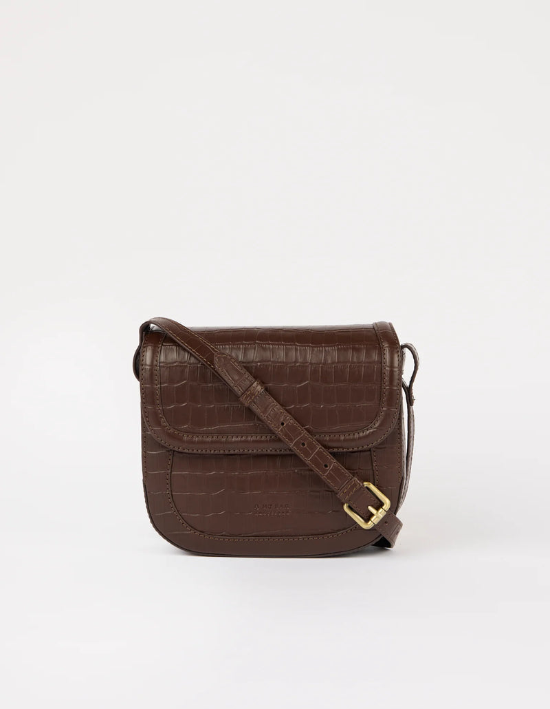 O My Bag Amsterdam - Nina Croco Print Leather Chocolate