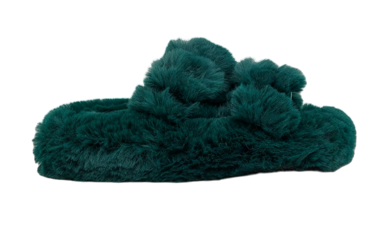 Colors Of California - Faux Fur Slipper Forest Green