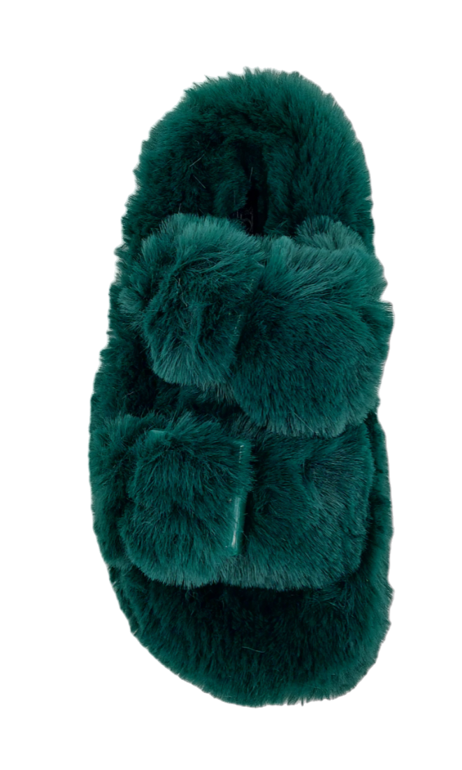 Colors Of California - Faux Fur Slipper Forest Green