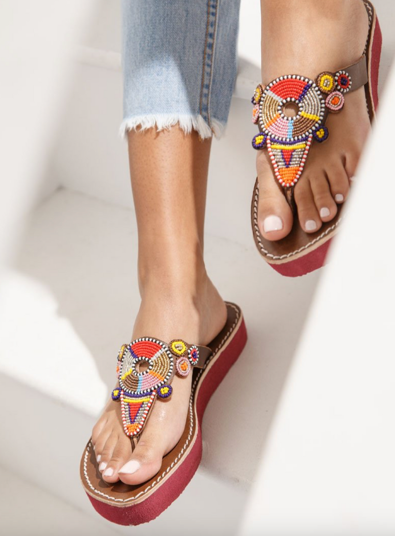 Laidback London - Shibli Leather Sandal Red