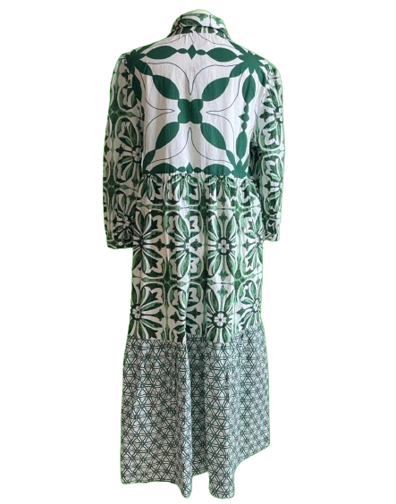 Erfurt - Long Patchwork Dress Green